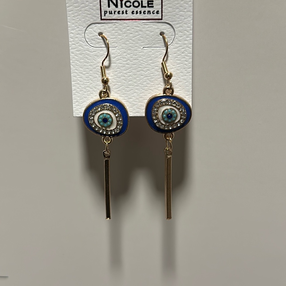 NEW Evil eye dangle earrings (gold tone)
